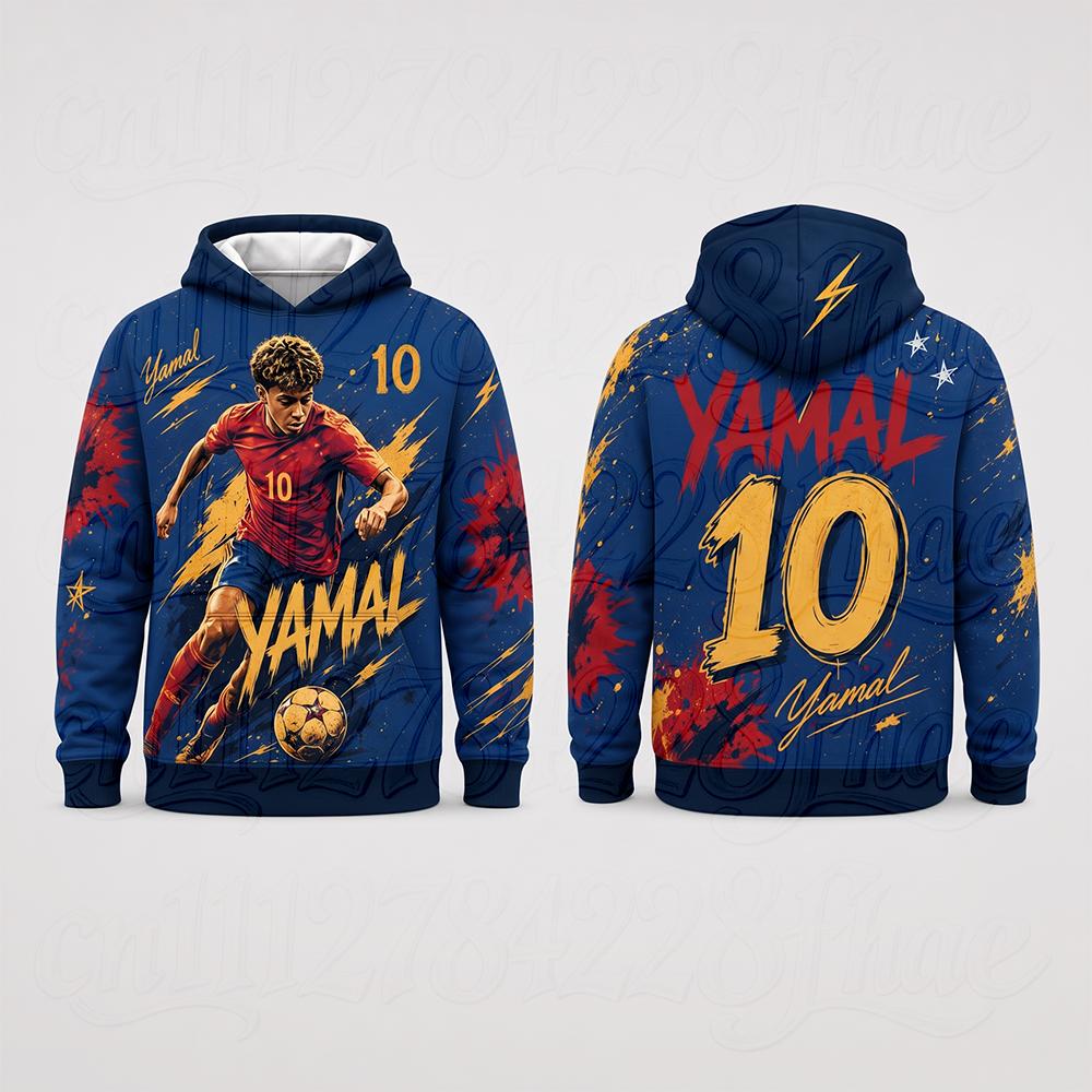 Lebendiges Fußball-Splatter Langarm Kapuzenpullover Streetwear Pullover Bequem Locker Mode Oberbekleidung für Eltern-Kind