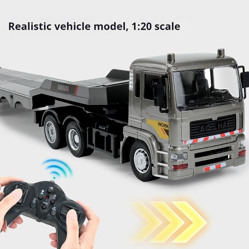 New Product 1:18 Scale 2.4G Remote Control Simulation Alloy Flat Truck Trailer Remote Control  Boys' Holiday Gifts Toy