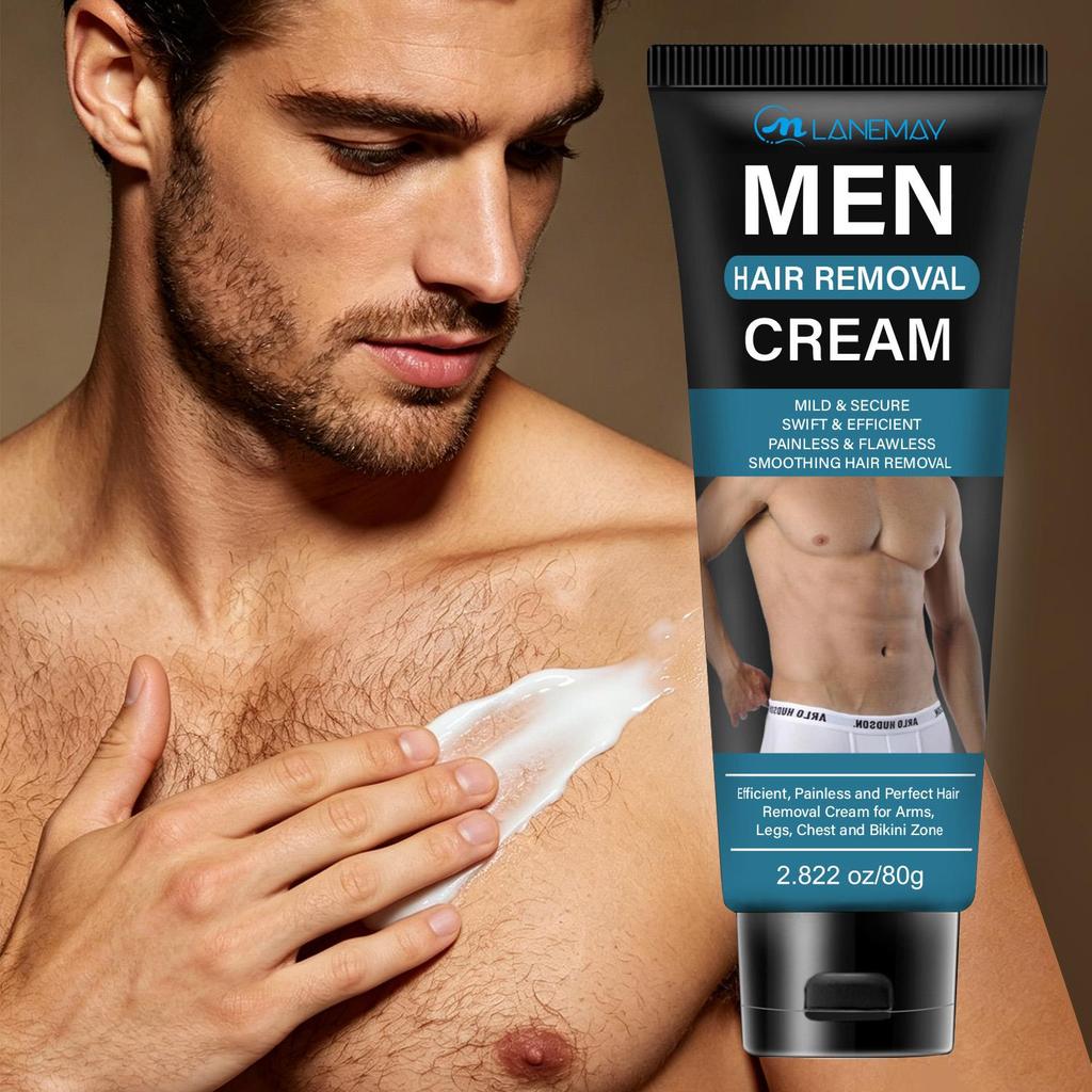 Men’s Hair Removal Cream-Soothing, Painless And Flawless-Fast And Effective-Suitable For All Skin Types, 80g
