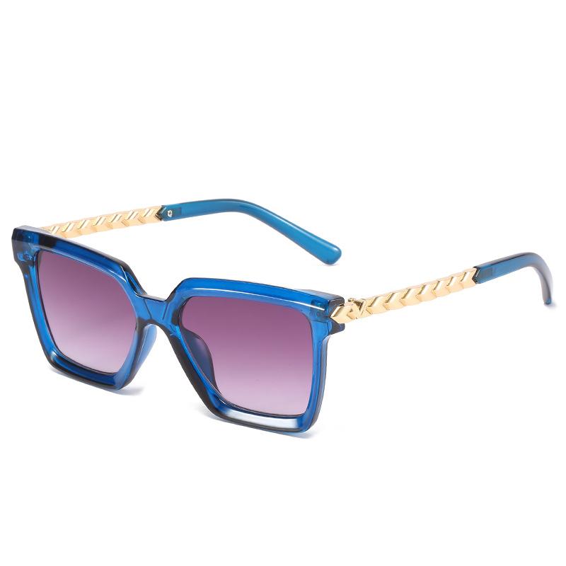 Spring And Summer Warm Color Generous Frame Glasses European And American Personalized Metal Square Sunglasses Women'S Versatile Multi-Color Glasses