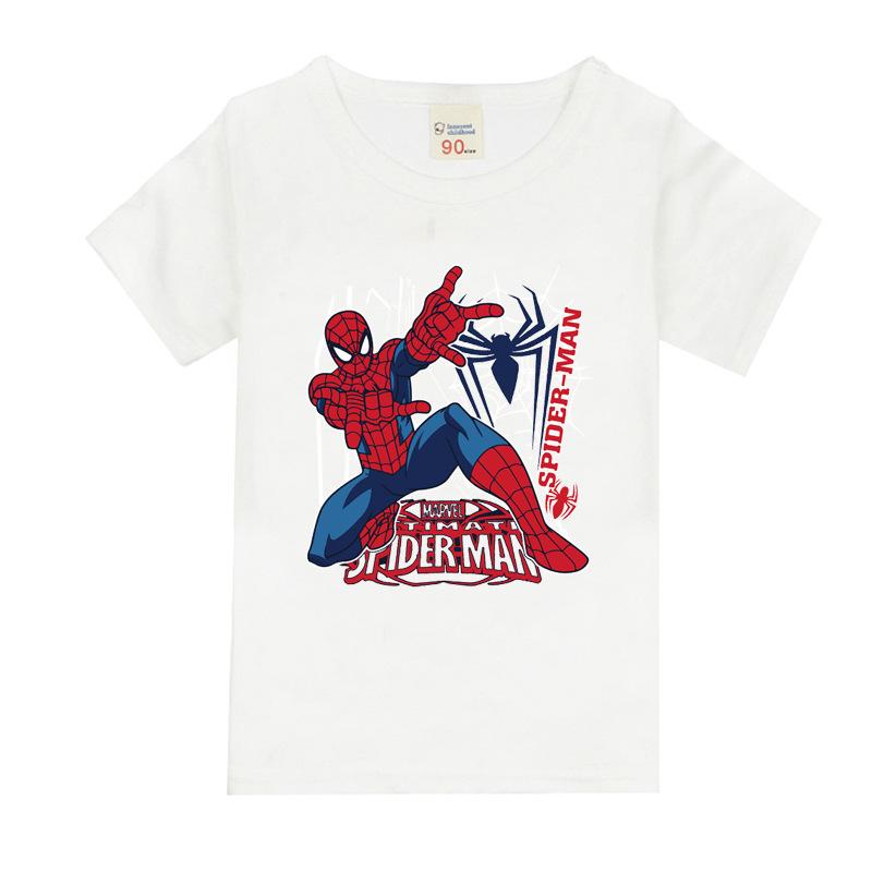 Summer New Childrens Tshirt Personalized Spider Man Printed Letter Half Sleeve Base Cotton Round Neck Parent Child Wear