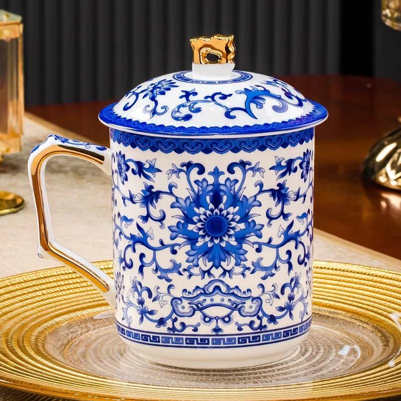 

450ml Jingdezhen ceramic teacup household enamel colored tea cup bone china office water cup kitchenware drink 450ml