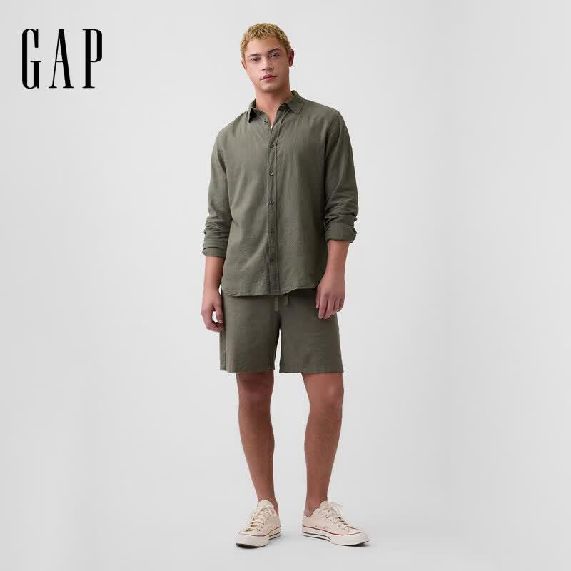 GAP Unisex Linen Blend Long Sleeve Shirt