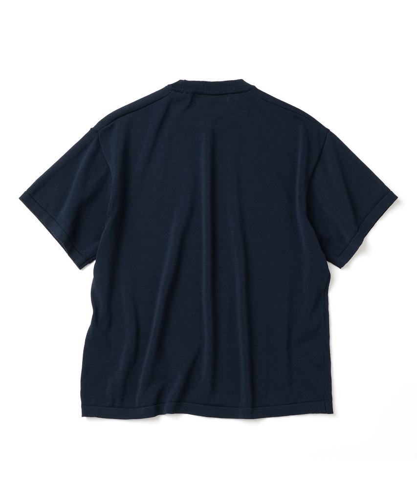 KNITTED Shellon Cooling Single Crop Round Knit Navy