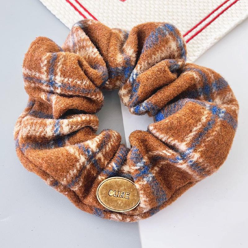 Retro Plaid French Girl Ponytail Hair Tie - Blue Plaid Hair Accessories for Women жёлтый
