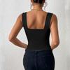 Women's Girl Open Back Short Tank Top Color Contrast Slim Top Casual Undercoat Top