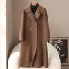 Women's Spring 2026 Long Double-Sided Wool Flannel Coat with Large Pockets