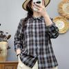 Women's Autumn Plaid Double-Layer Long-Sleeve Cotton Shirt - Japanese Style, Soft, Skin-Friendly, Breathable
