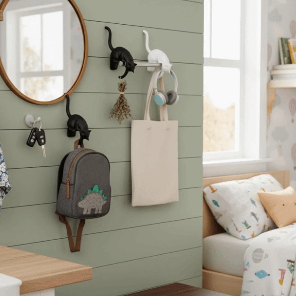 Traceless Wall Hanger Cute Decorative Hook Cartoon Animal Cat-Shaped Wall Hook Kitchen Wall