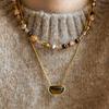 18k Real Gold Electroplated Tiger's Eye Stone Pea Pendant Necklace Maillard Collarbone Chain Niche Neck Chain
