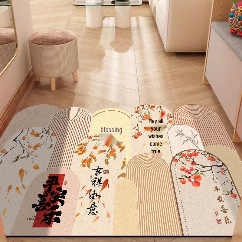 New Chinese Style Non-Slip Leather Entrance Doormat: Dirt-Resistant, Cuttable, Easy-to-Clean, Wash-Free for Home Use