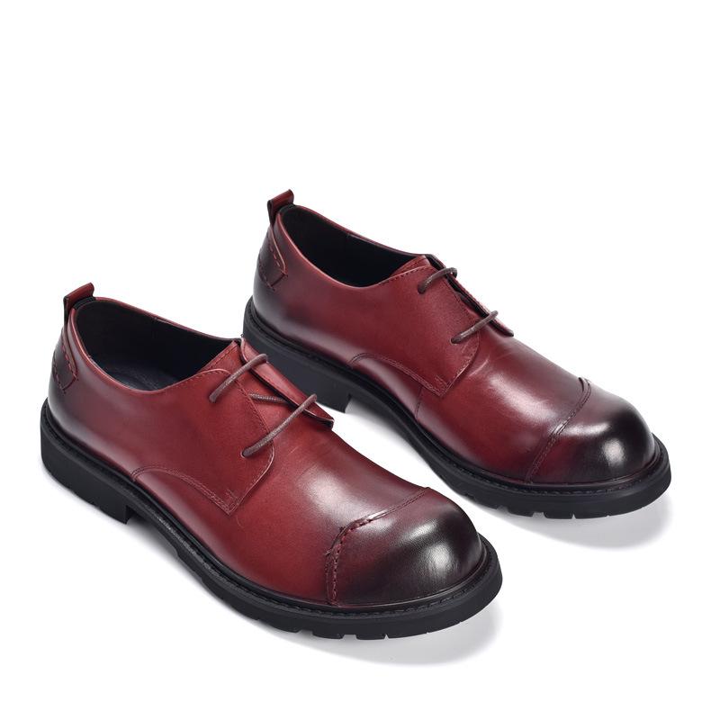 Big Head Genuine Leather Men's Lace-up Formal & Casual Round Toe Shoes, Large Size, Handmade for Wedding & Business