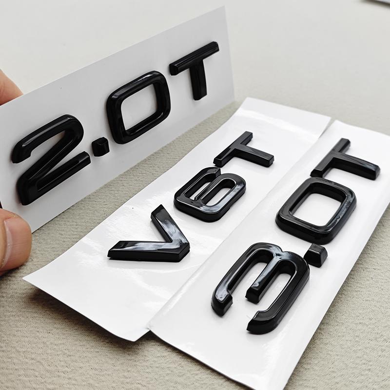 3D ABS Car Letters Rear Trunk Badge V10 V6T 2.0T Logo Sticker Emblem For  Audi A4 A5 A6 A7 A8 Q/S/RS/SQ Series Auto Accessories