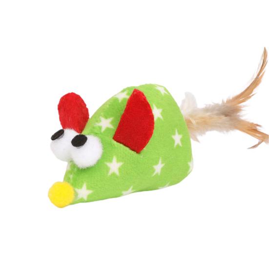 Kitten Toy Multi-color Plush Mouse Interactive Toy Funny Cat Toy Pet Feather Toy Pet