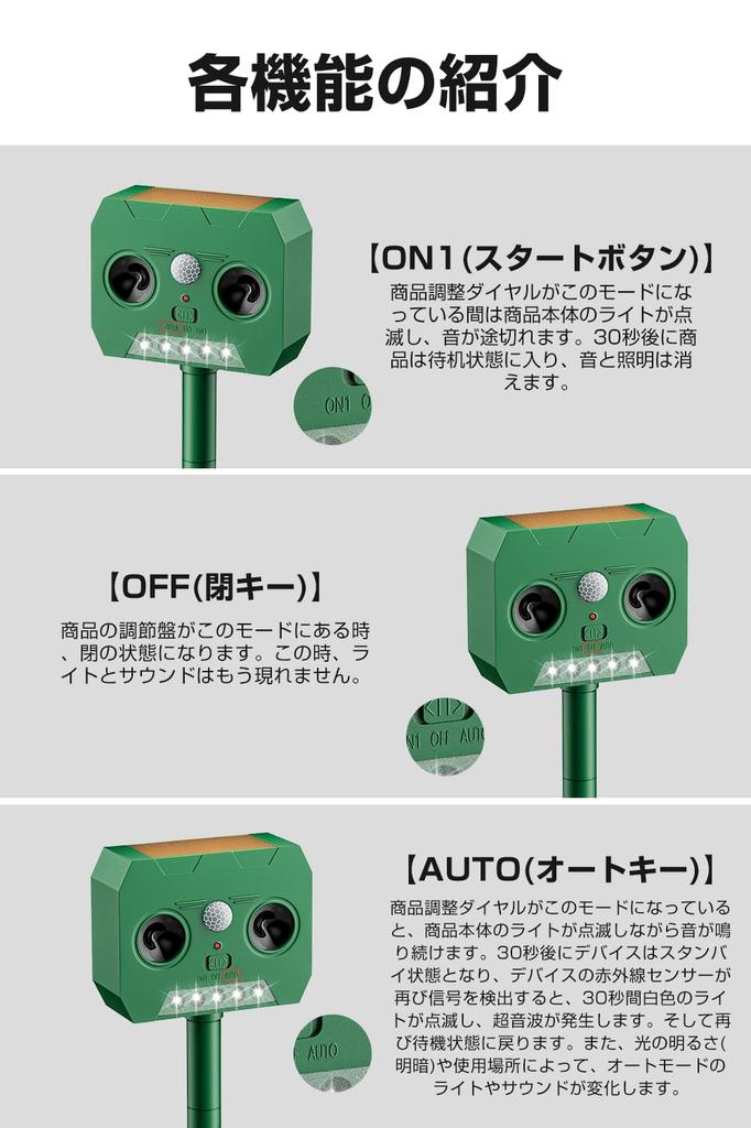 Pest Cat and Bird Solar Standby Pest Control Device with LED Infrared Two Ultrasonic Pest Control IP66 Cat and Dog Repellent Repellent, Repellent,