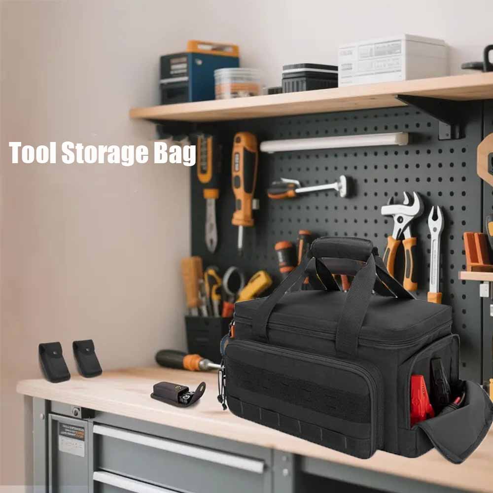 14inch Portable Tool Storage Bag Heavy Duty Tactical Tool Bag Non-Slip Base Multipurpose Work Organizer for Handyman,Carpenter