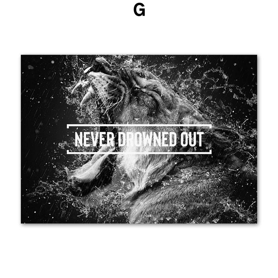Black White Lion Tiger Leopard Beast Quotes Nordic Posters And Prints Wall Art Canvas Painting Pictures For Living Room Decor