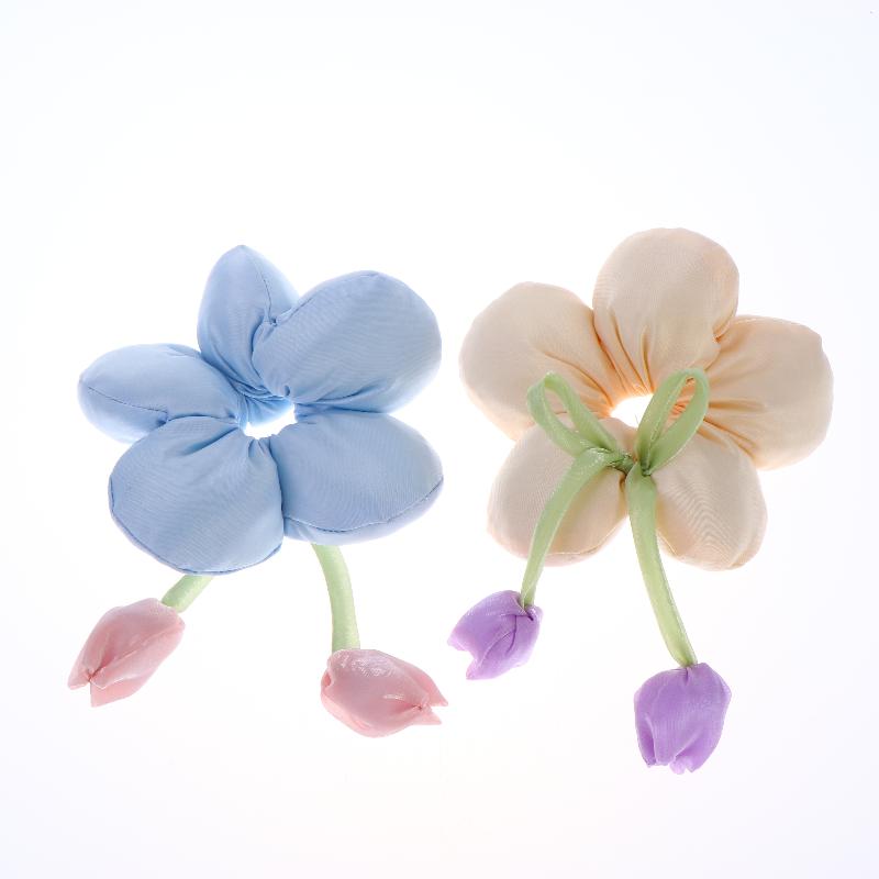 Cute Candy Color Flower Hair Tie Scrunchie Soft Fabric Elastic Ponytail Holder Lovely Hair Accessories For Girls Women Gift