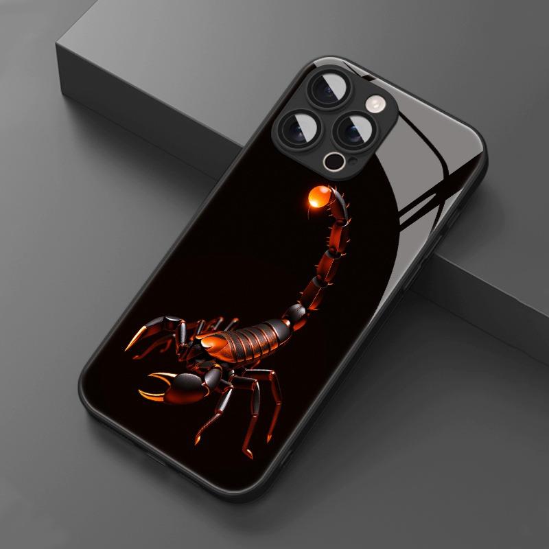 Cool Scorpion Tempered Glass Black Phone Case For iPhone 11 12 13 14 15 16 17 Pro Max 17 Air 7 Plus XS X XR Shockproof Cover