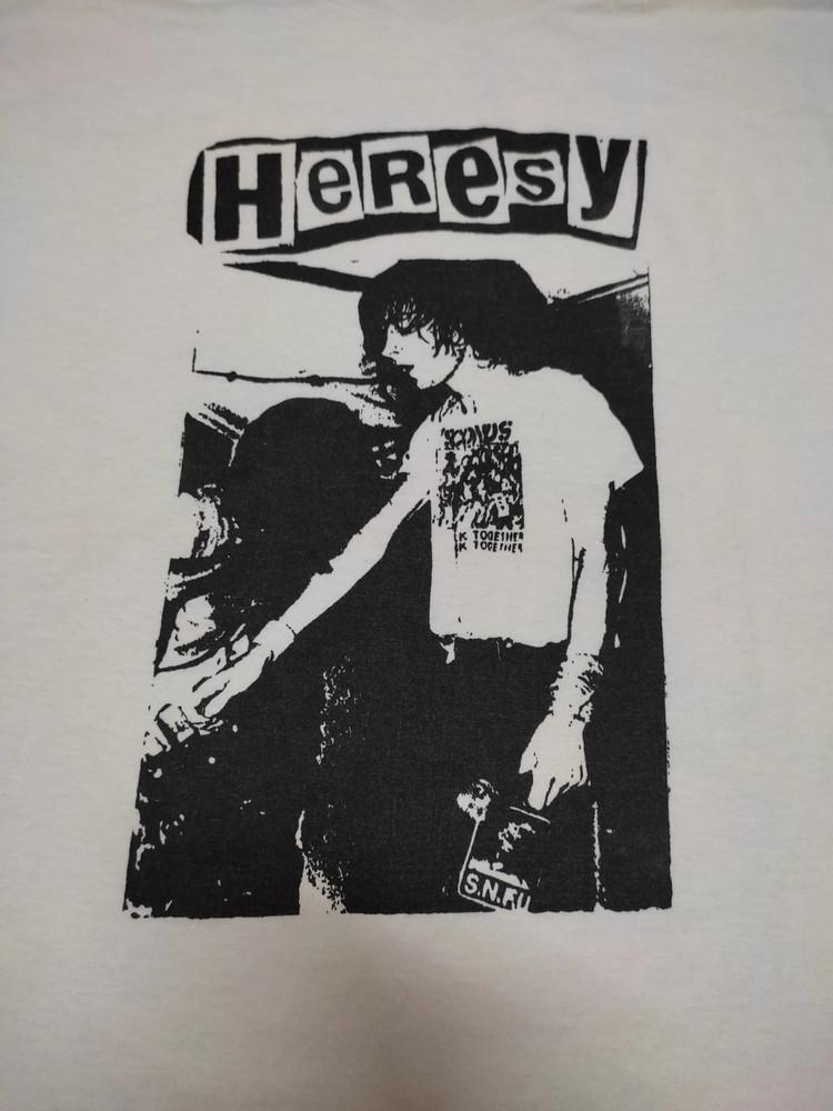 New Popular Heresy Band White T-Shirt Cotton Full Size S-5XL Unisex T-Shirt L