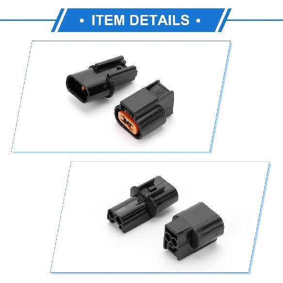 2 Pin ABS Sensor Connector Plug Kit Compatible for Mitsubishi, Waterproof 2.2 mm Series Plastic Black Male Female Wire Terminal Connector