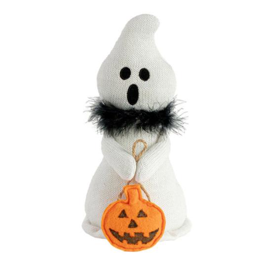 1/2Pcs Ghost Figure Plush Fabric Halloween Hanging Ornament Orange Black Scarf Ghost Figurine Ghost Doll Decoration