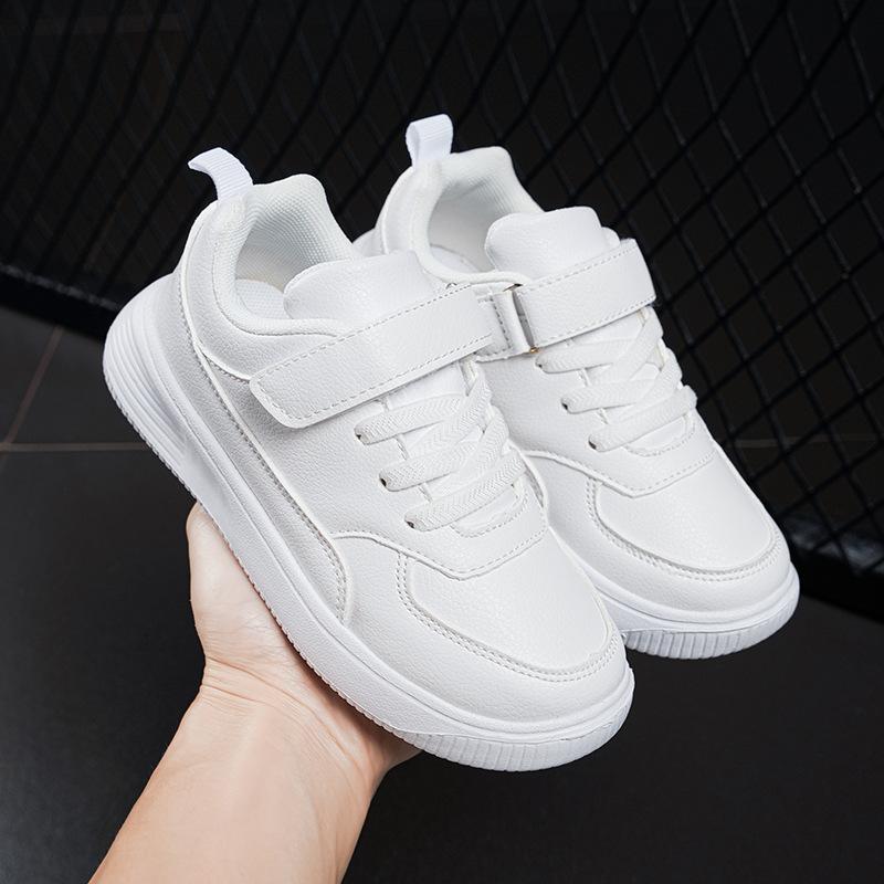 Boys' sports shoes 2025 spring new children's solid color white shoes middle and older children's students white casual shoes girl