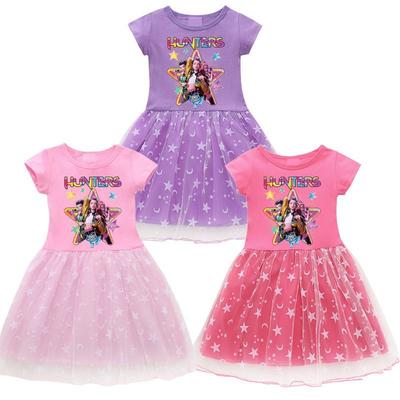 Cute Kpop Witch Hunt Dress for Children, Summer Girl Princess Tulle Dress
