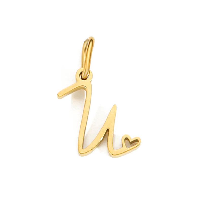 Personalized Initial Letter Alphabet Pendant Stainless Steel Accessories For Diy Necklace Bracelet Jewelry Making Charm Gifts
