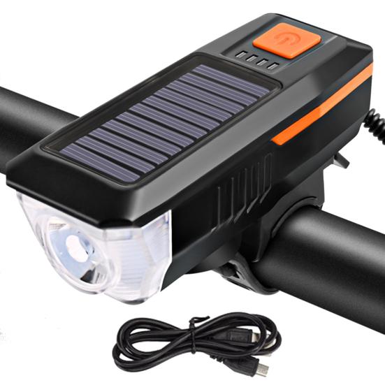 

Велосипедный USB Перезаряжаемый 3 Режима Солнечный Свет Звуковой Сигнал Велосипедная Фара Велосипедная Лампа