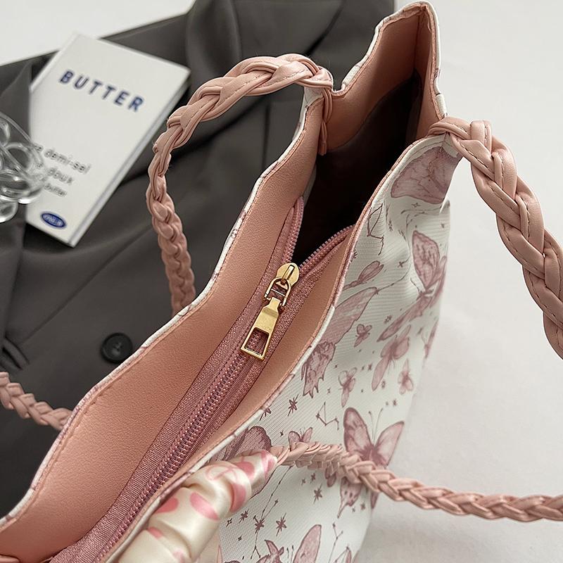 Leisure Large Capacity  New Summer Shoulder Bag Butterfly College Student Commuter Tote Bag Trendy and Fashionable