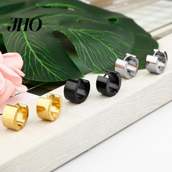 Ear Stud Round Earring Safe Unfading Unisex Stainless Steel Titanium Plated Clip for Shopping Club Daily Wear Hoop