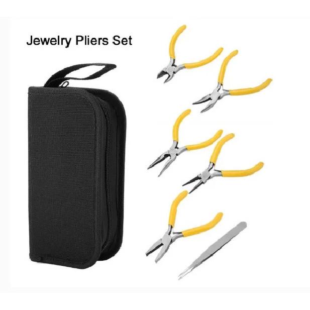 Professional Jewelry Pliers Tools Kit Round Bent Nose Beading Making DIY Jewellery Making Pliers Tool Kit 6-piece set