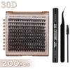European-American D-Curl Cluster False Eyelashes: 10-18mm Natural, Dense, DIY Segments