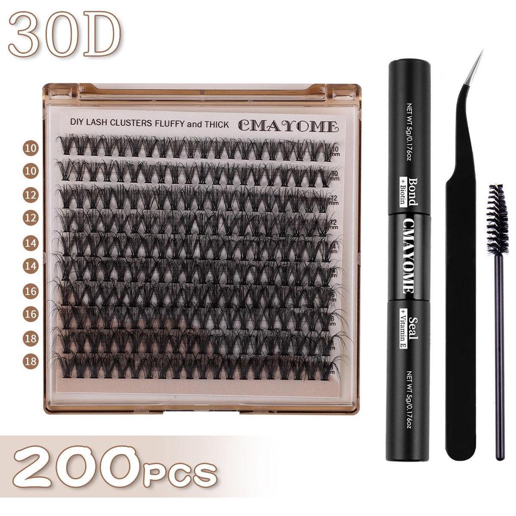 European-American D-Curl Cluster False Eyelashes: 10-18mm Natural, Dense, DIY Segments