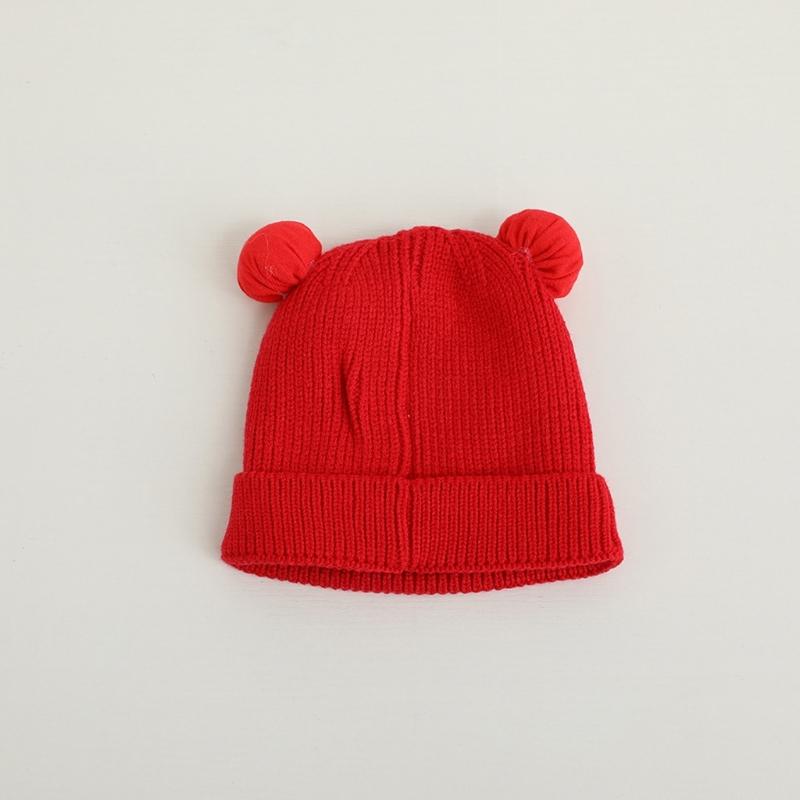 Red Knitted Hat Soft Baby Bonnet Cap Beanie Cap for Baby Infant Toddler Newborn Chinese Theme Winter Warm Hairball Hat