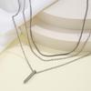 European & American Minimalist Long Bar Pendant Necklace - Three-Layer Clavicle Chain