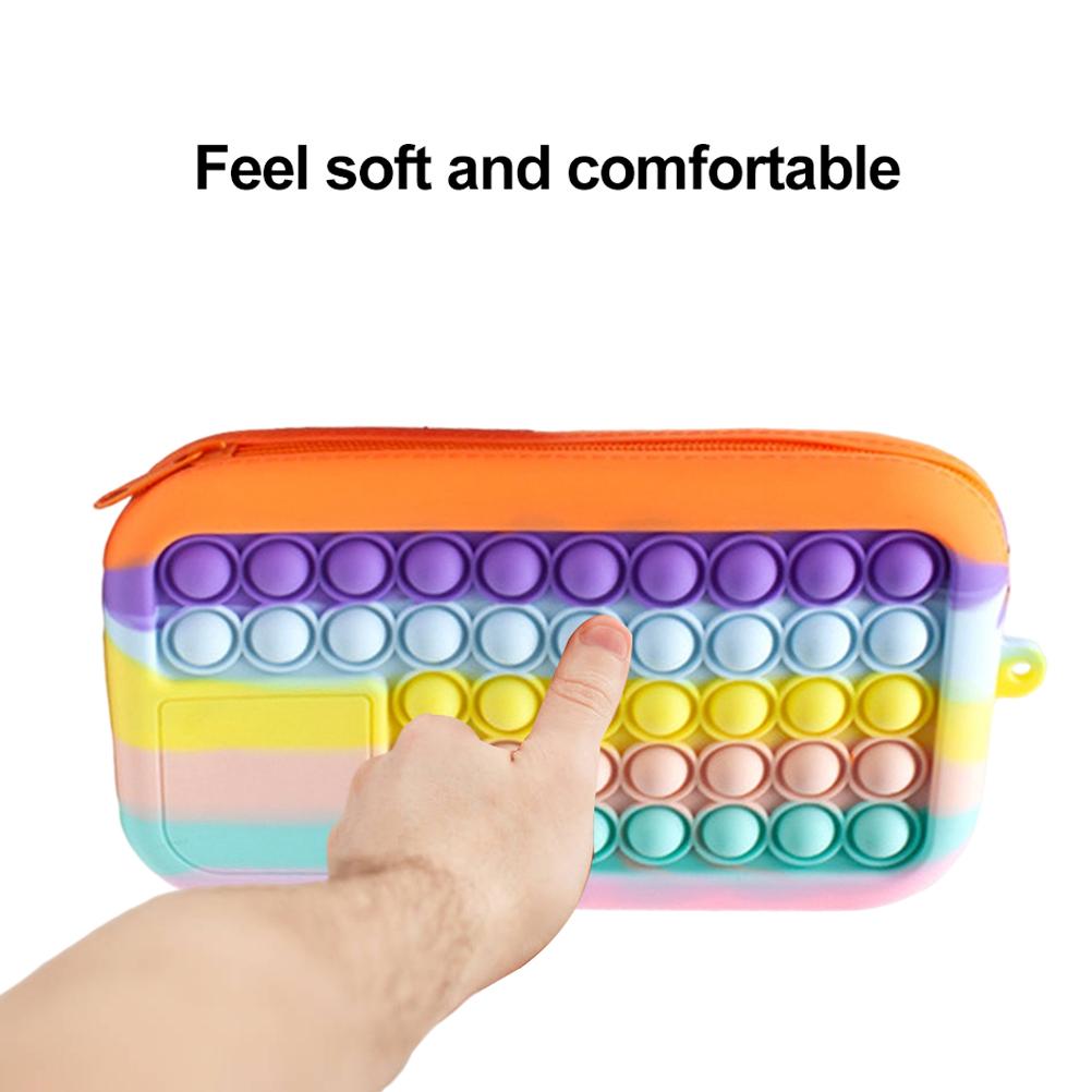 Push Bubble Pencil Pen Case Sensory Silicone Toy Stationery Storage Bag Decompression Toy for Kids Students Gifts