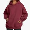 Women’s Hip Hop Street Style Fleece Hooded Sweatshirt Loose Fit Long Sleeve Warm Winter Autumn Solid Color with Pockets