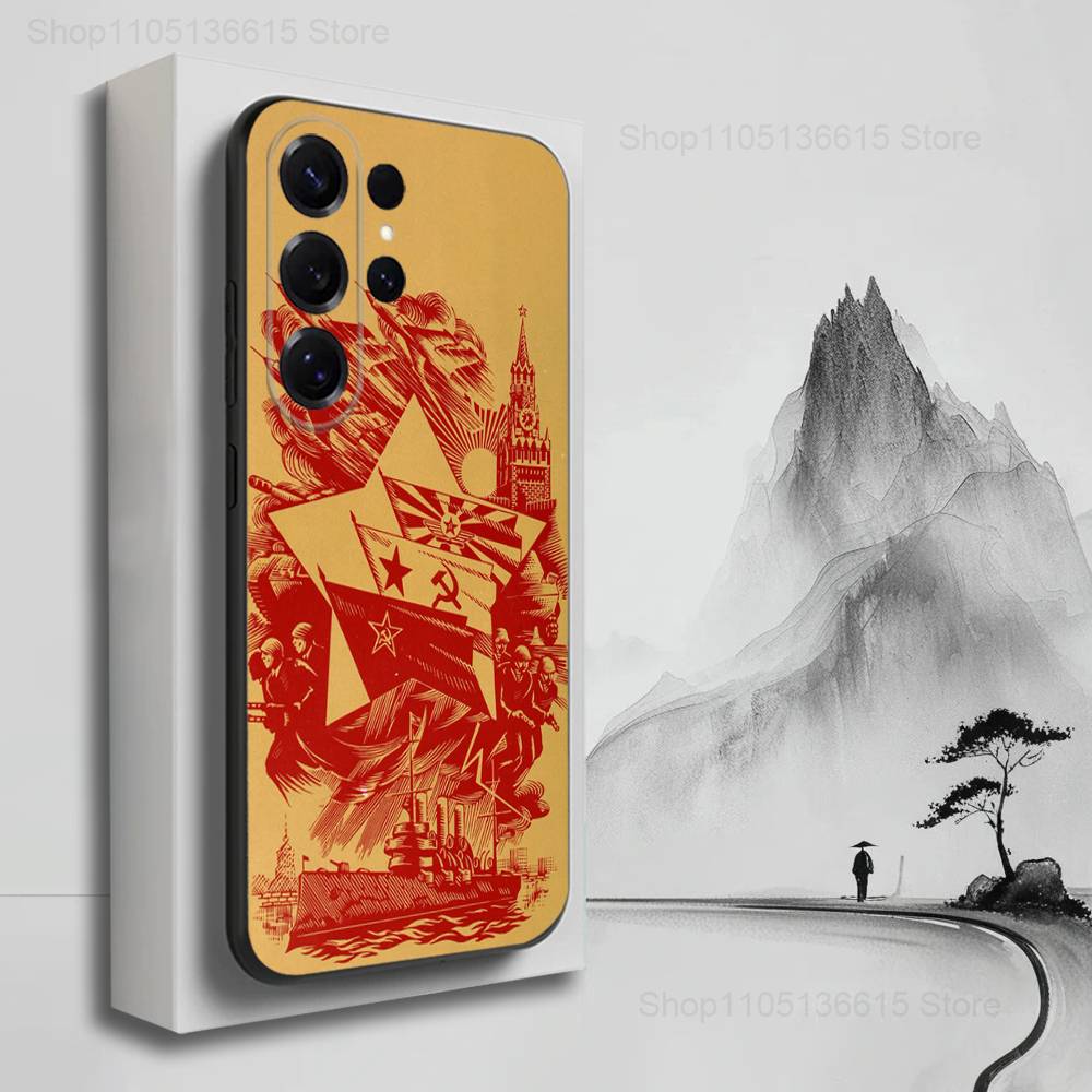 Great USSR Russian Banner Phone Case For Samsung S25,S24,S23,S22,S21,S20,S10,S9,Ultra,Plus,Lite,FE,Soft Silicone Black Cover