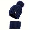2pcs Knit Hat Scarf Set Thick Plush Windproof Cozy Warm for Autumn/Winter Hat