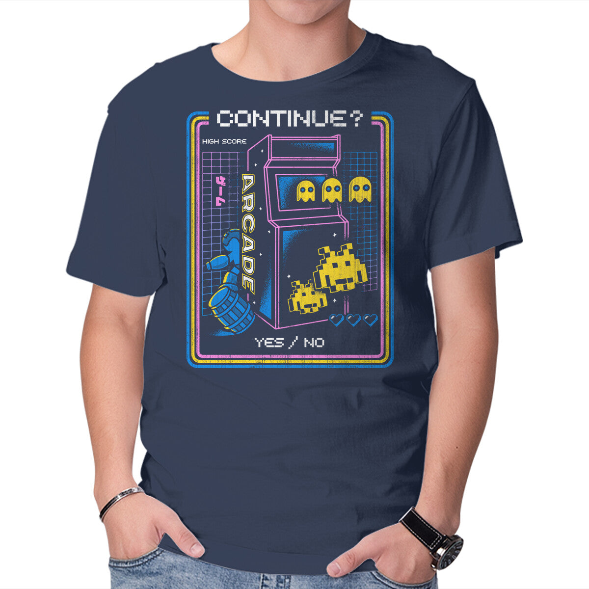 Unisex Crew Neck T-Shirt Retro Arcade Gaming Graphic Short Sleeve Casual Tee S