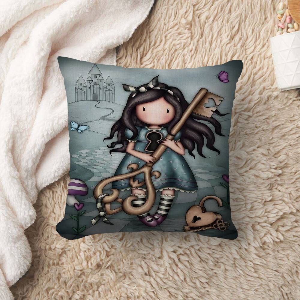 S-Santoro-Gorjuss Cute Girl Cushion Cover Car Throw Pillow Case For Sofa Car Christmas Gift 40x40cm 45x45cm