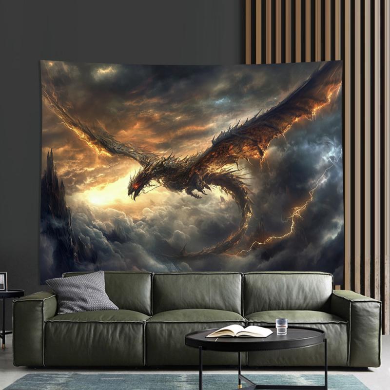 1 piece 2D flat dragon tapestry banner - perfect choice for living room bedroom and party decorations home decor wsj