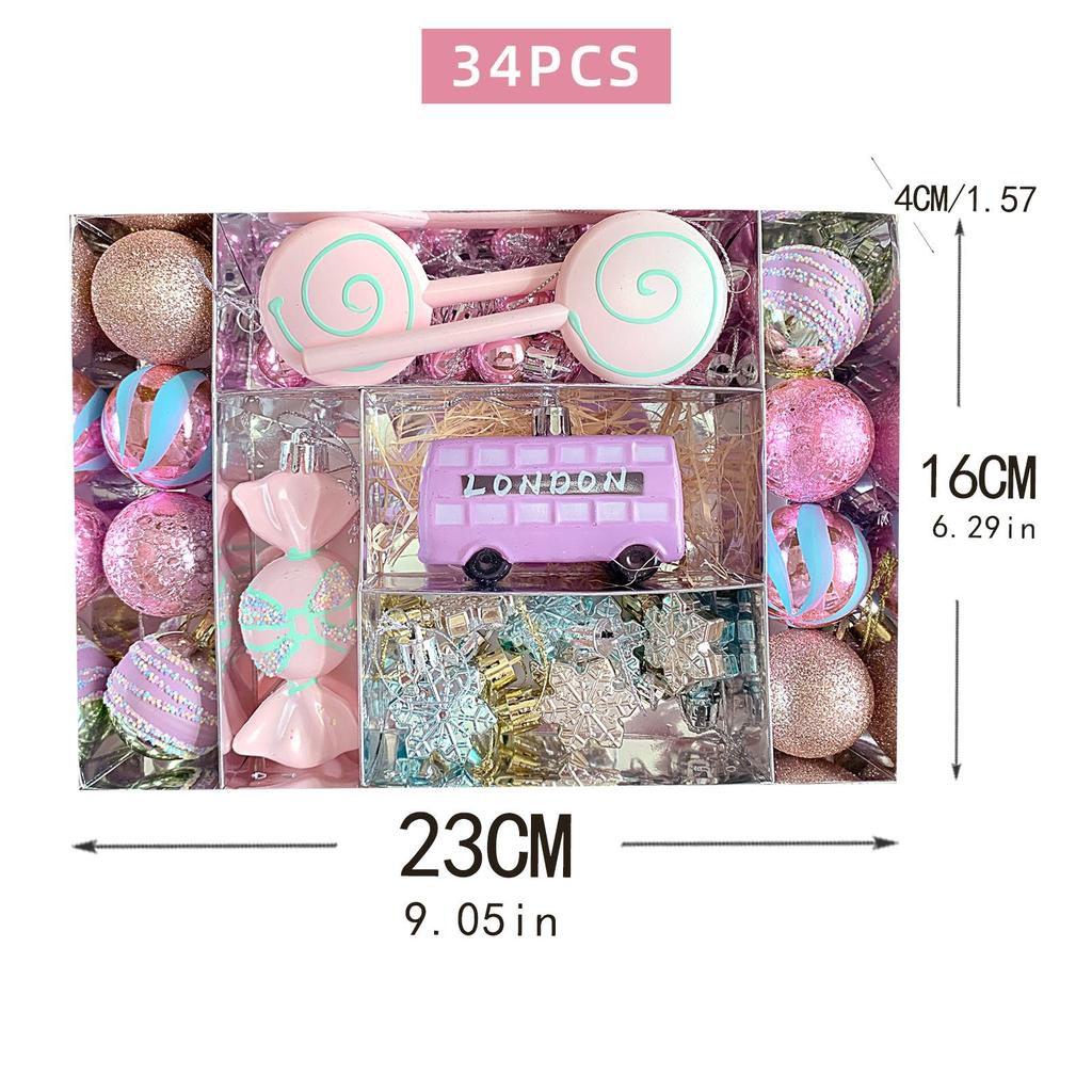 Rainbow Macaron Candy Color Christmas Ornament Set - Gift Box & Party Hanging Decorations