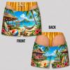 Mens Funny 3D Tropical Beach Sunset Swim Shorts Quick Dry Lightweight Summer Vacation Board Shorts Beachwear Party Gift