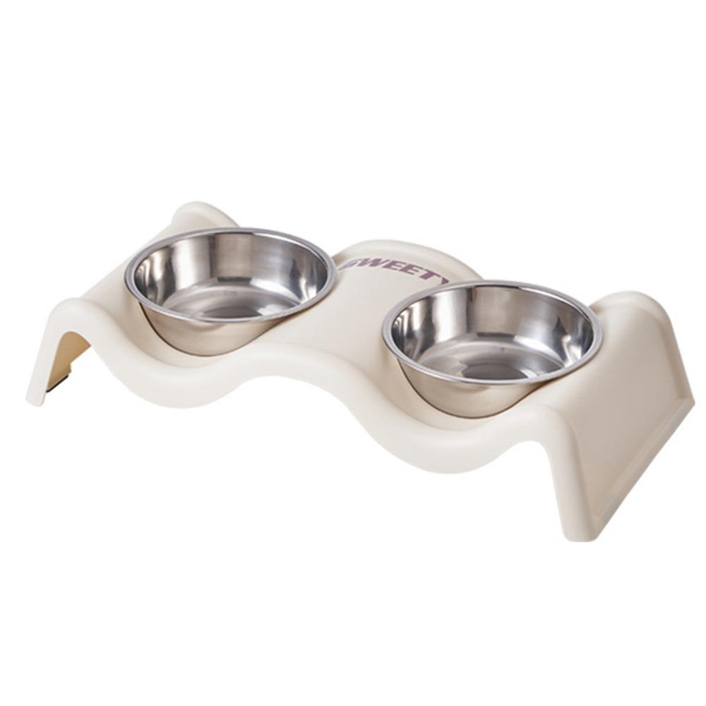 

Креативный контейнер для кошачьего корма Двойная миска для питья питомца Двойная миска для питомца Принадлежности для кормления котят белый