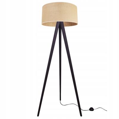 Floor Lamp Standing Tripod Wooden Lampshade 45Cm