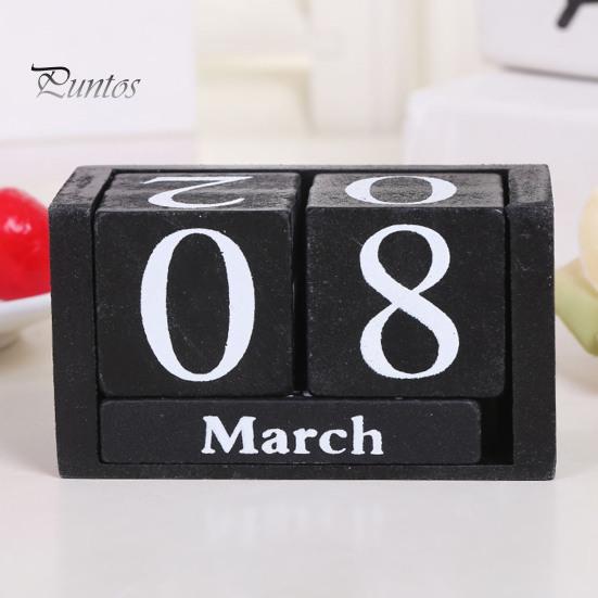 Calendario da tavolo con blocchi di legno, calendario perpetuo in legno massello rustico, calendario perpetuo riutilizzabile, decorazione per la scrivania dell'ufficio domestico