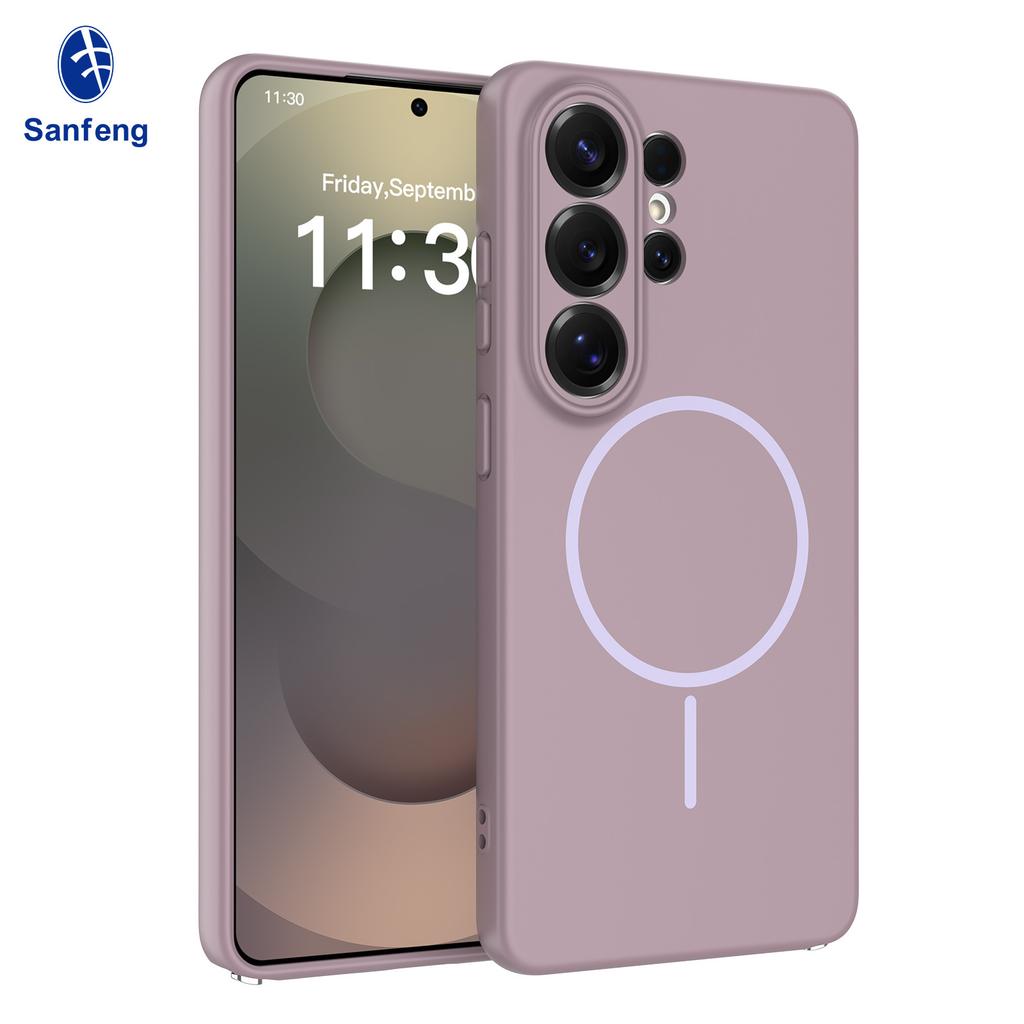 New applicable s26 ultra mobile phone case with magnetic suction thin ring 25edge all-inclusive lens s24 anti-drop protective case
